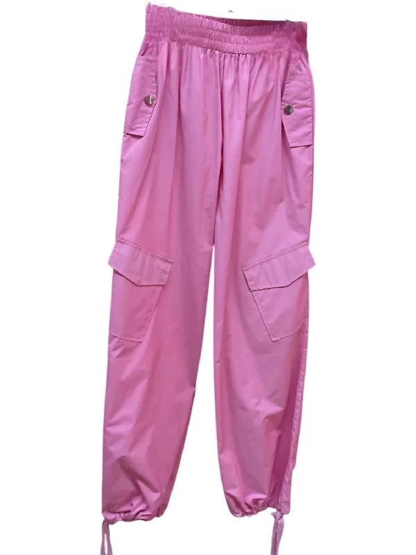Women's Date Night Outfit Chic Outfits Women's Cargo Parachute Pants In Candy Pink