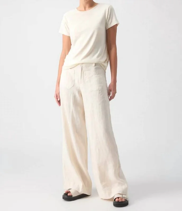 Women's Classic Outfit Trend Alert The Linen Marine Wide Leg Pant In Birch