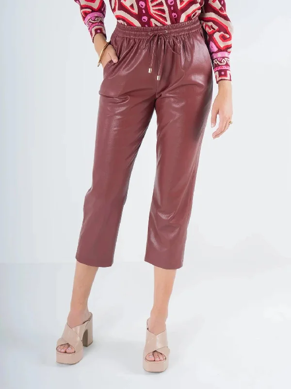 Women's Functional Outfit For Outdoor Activities First Order Discount Joy Faux Leather Jogger Pants In Fired Brick Women's Functional Outfit For Outdoor Activities First Order Discount Joy Faux Leather Jogger Pants In Fired Brick