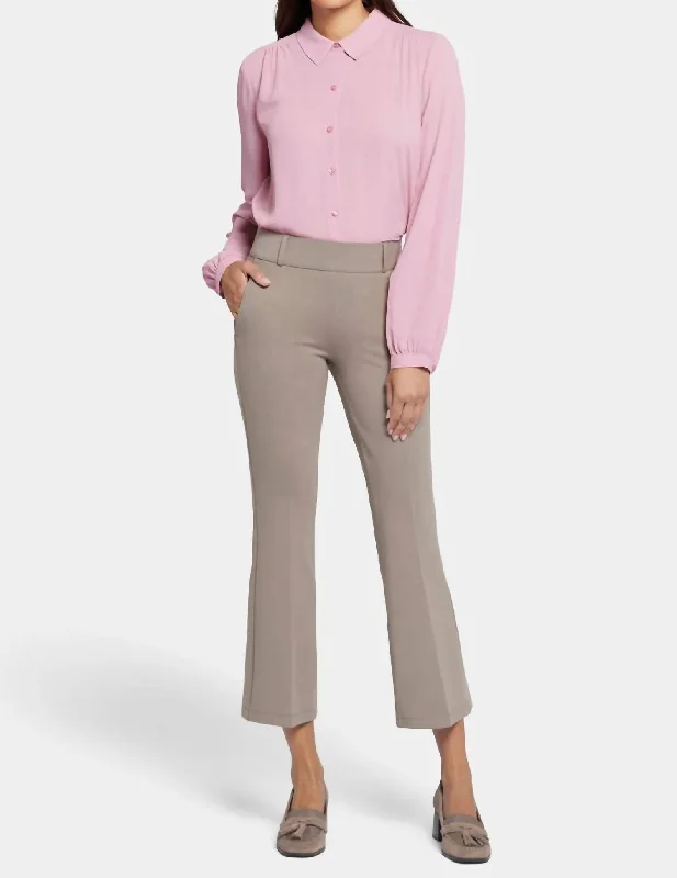 Women's Vacation Outfit Set Budget Friendly Fashion Pull On Flare Ankle Trouser In Saddlewood Women's Vacation Outfit Set Budget Friendly Fashion Pull On Flare Ankle Trouser In Saddlewood