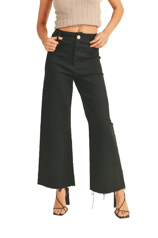 Women's Evening Wear Outfit Fashion For Every Occasion Wide Leg Denim Pants In Black Women's Evening Wear Outfit Fashion For Every Occasion Wide Leg Denim Pants In Black