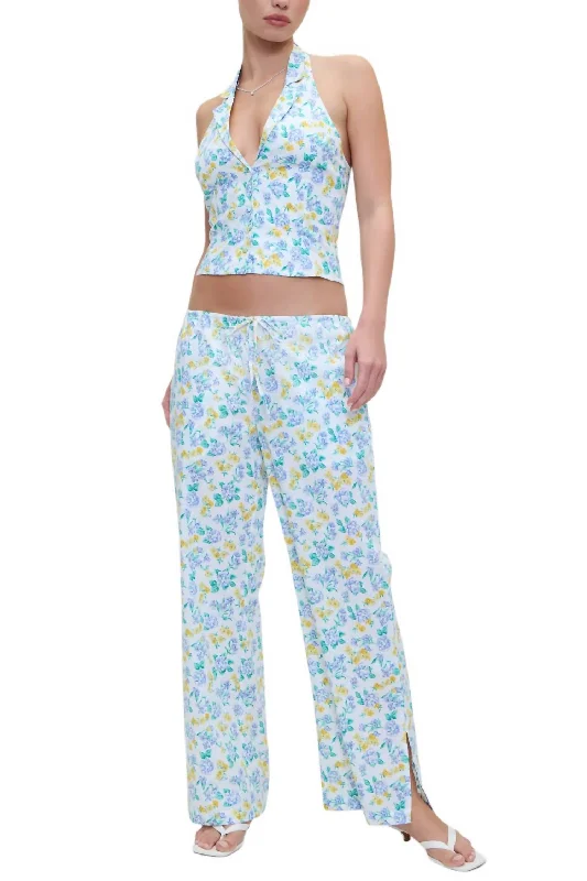 Women's Comfortable Lounge Outfit Summer Essentials Daisy Poplin Pant In Coastal Floral Women's Comfortable Lounge Outfit Summer Essentials Daisy Poplin Pant In Coastal Floral